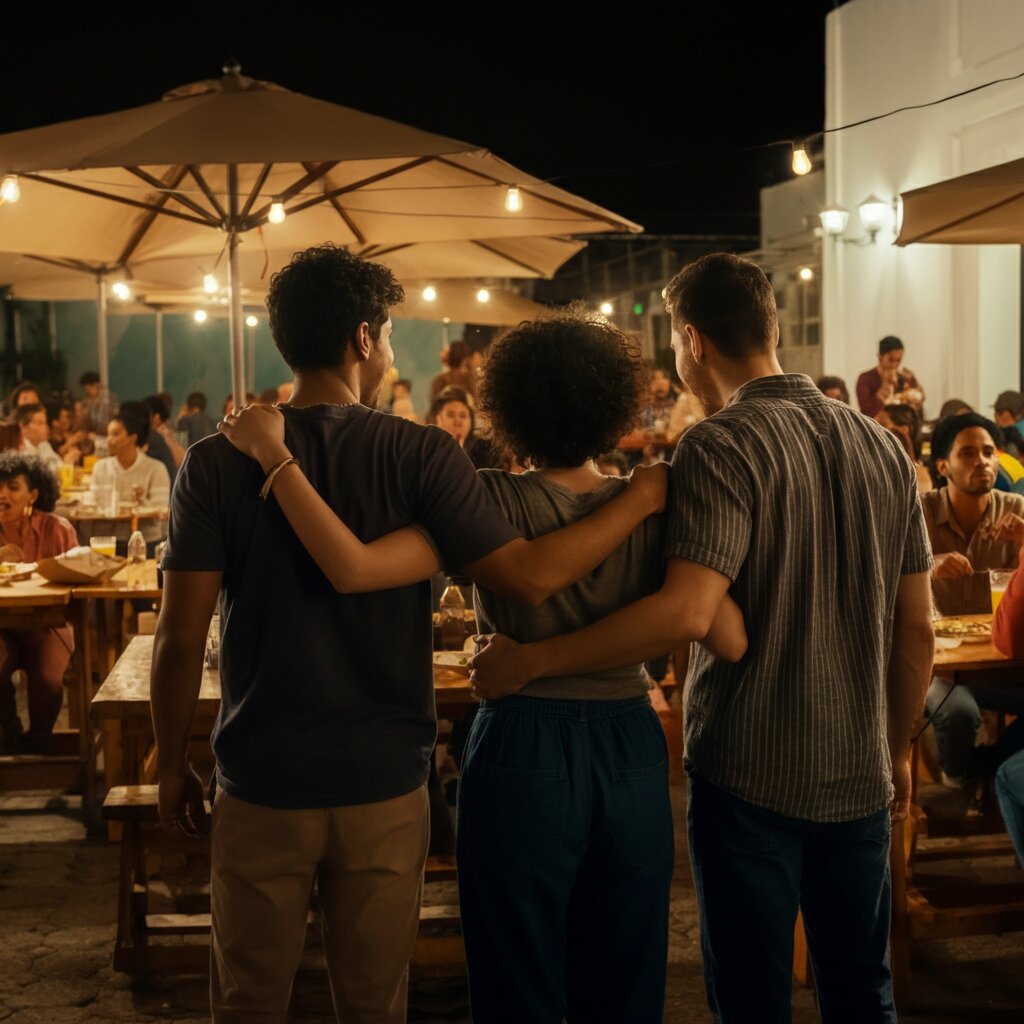 Guests socializing at Ukelele on a warm evening.